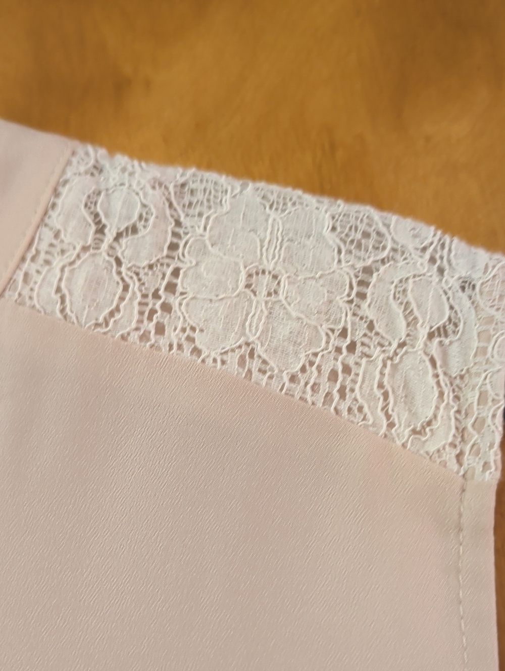 New York & Company Blush Lace-Trim Sleeveless Button Front Top - Picture 5 of 8